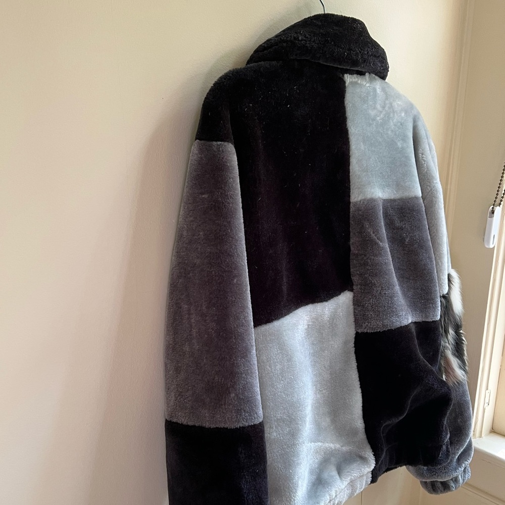 Oversized Patchwork Furry Jacket - image 7